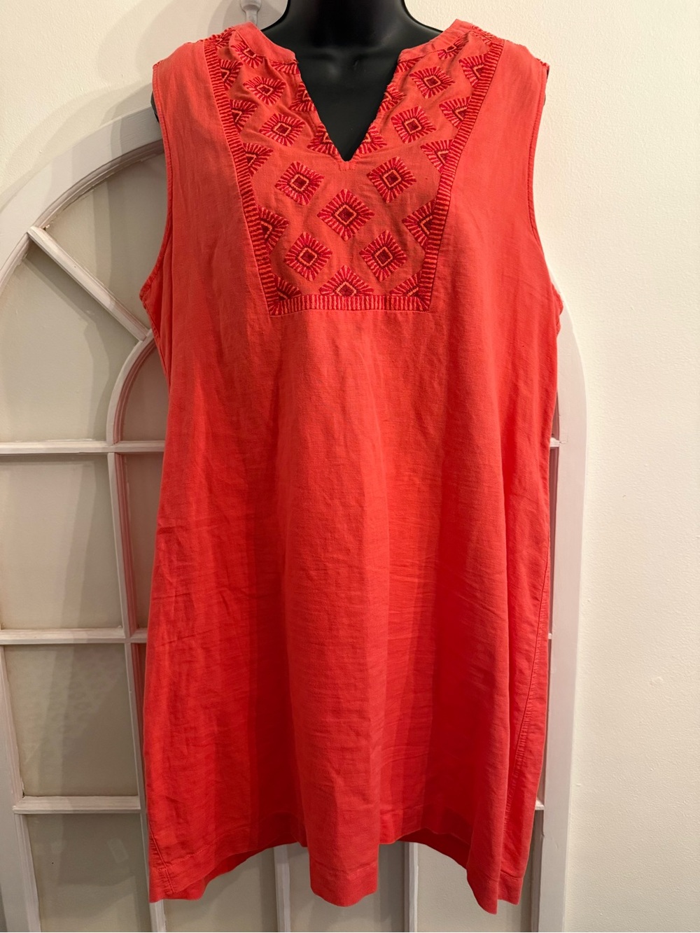 J. Crew boho chic Sleeveless Embroidered V-Neck Shift midi Dress resort size L